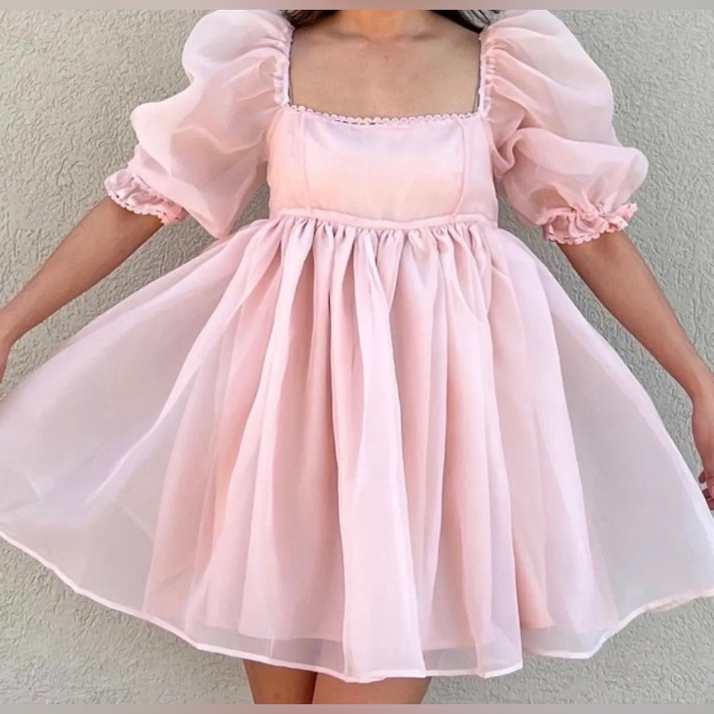 Lovers Puff Sleeve Tulle Pink Babydoll
Dress